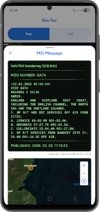 SailAlign: sailing app -NavTex and Navigational Warnings Map