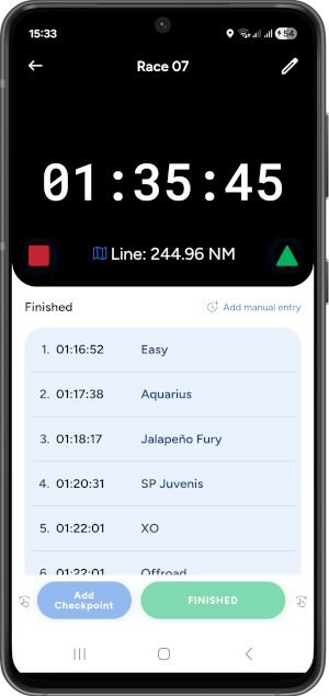 SailAlign synchronized race start timer on a smartphone