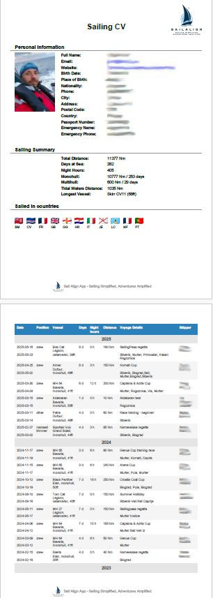Sailing CV Generator