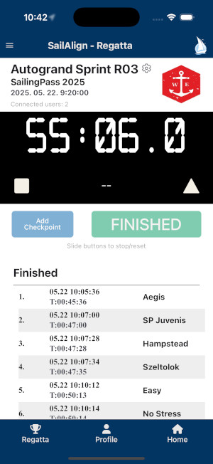 Synchronized regatta start clock and start line broadcasting